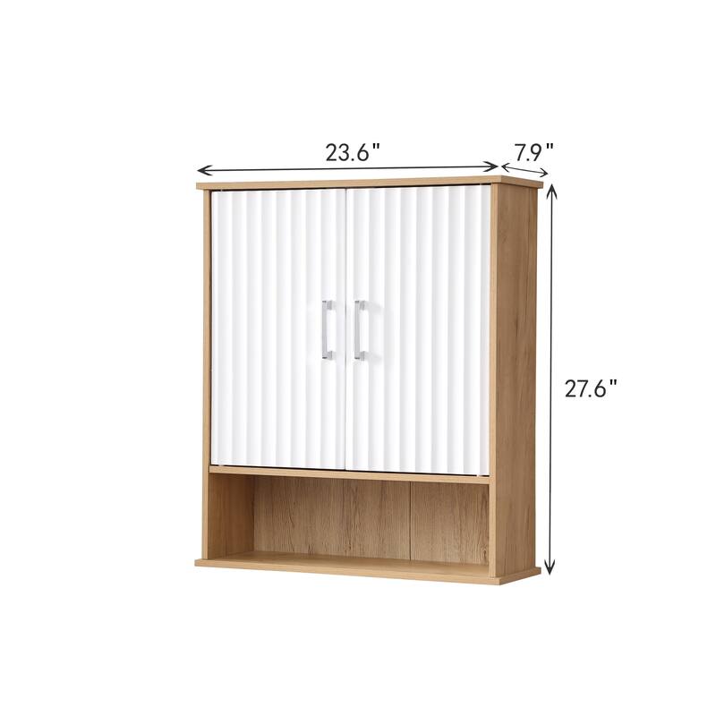 Double-Door Bathroom Wall Cabinet - Mirrored Storage with Adjustable Shelf & Bottom Compartment - Medicine Cabinet for Vanity