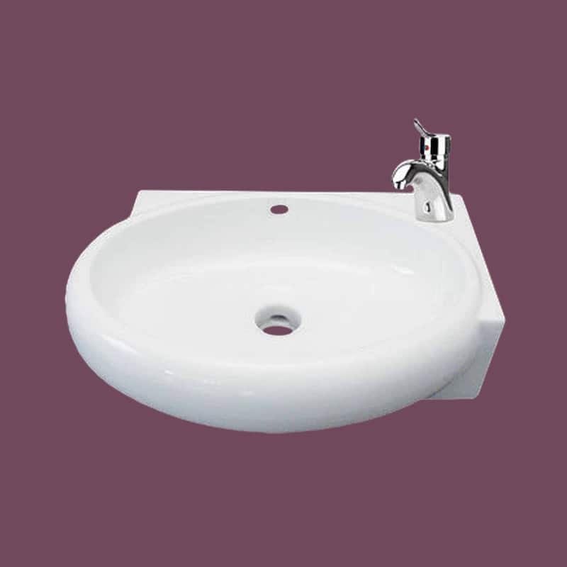 White Ceramic Corner Bathroom Sink Carlingwood Wall Mount Oval Bowl with Overflow Renovators Supply
