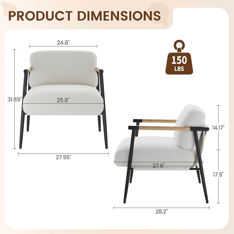 Cozy Sherpa Upholstery Ergonomic Accent Sofa Chair for Living Room or Bedroom