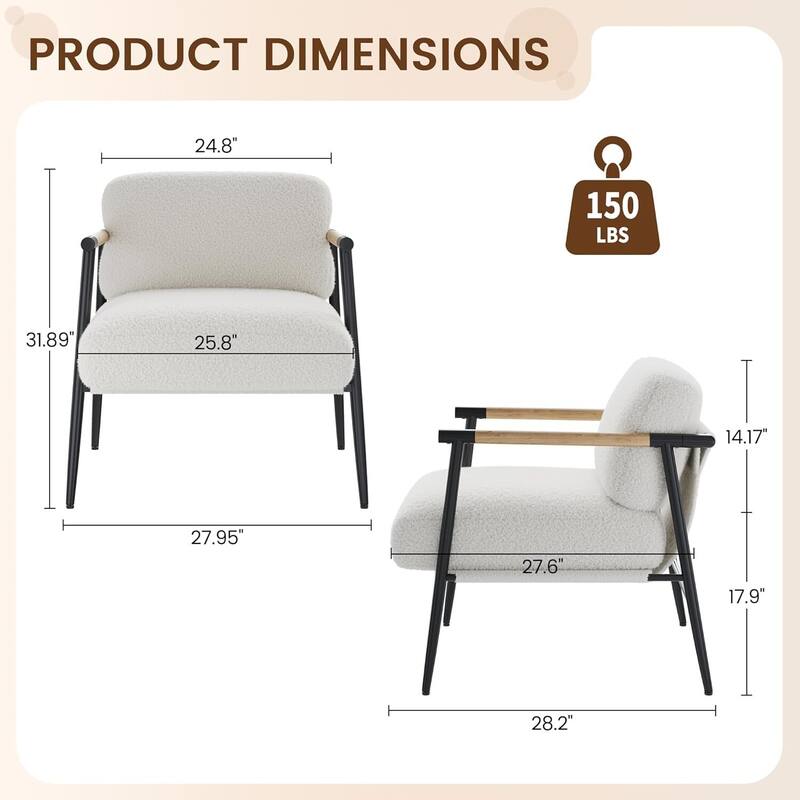 Modern Accent Chair with Metal Frame and Spring Foam Cushion