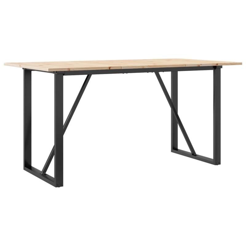vidaXL Dining Table O-Frame Side Accent Coffee Table Solid Wood Pine and Steel