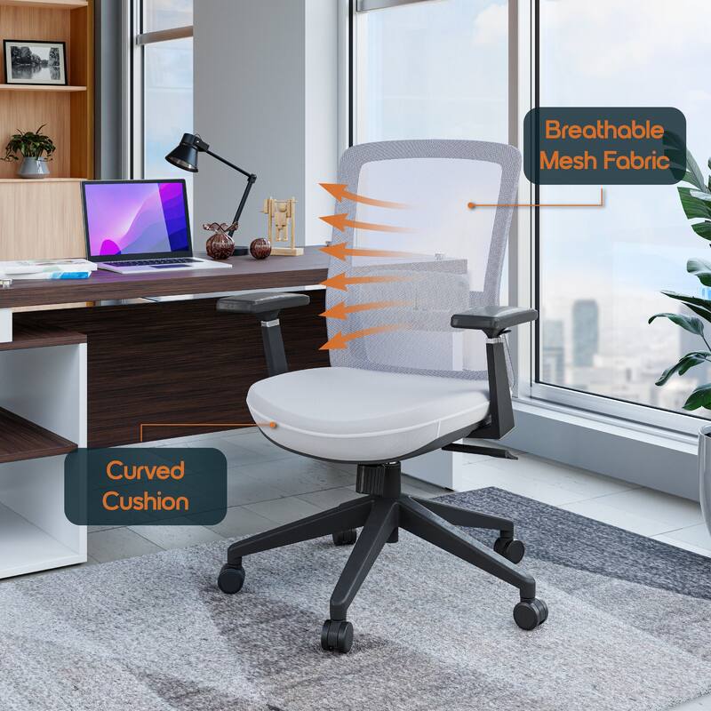 Ingram Contemporary Ergonomic Mesh Office Chair - Adjustable Height & Armrests, Mid-Back Swivel Desk Chair for Home Office