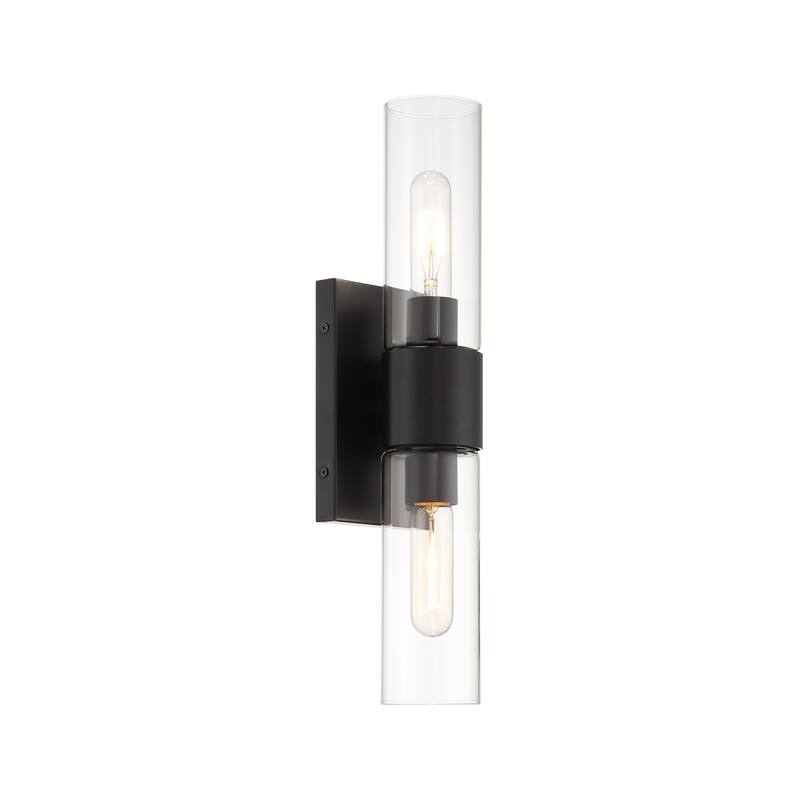 Anton 17.5 in. 2-Light Matte Black Transitional Wall Sconce Light