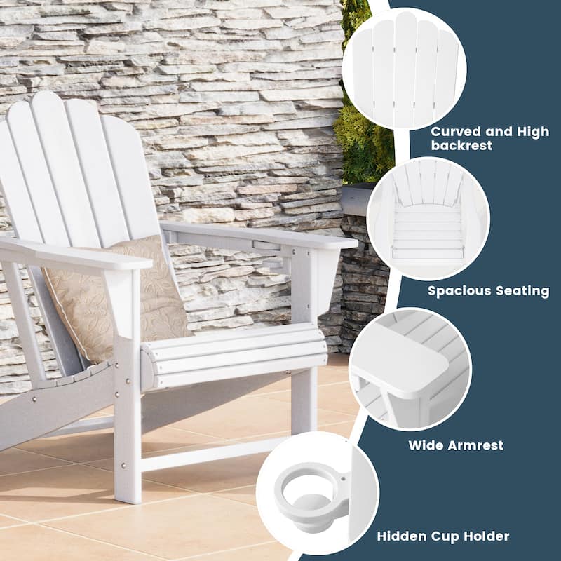 Aderson Outdoor Poly Adirondack Chair Set with Coffee Table