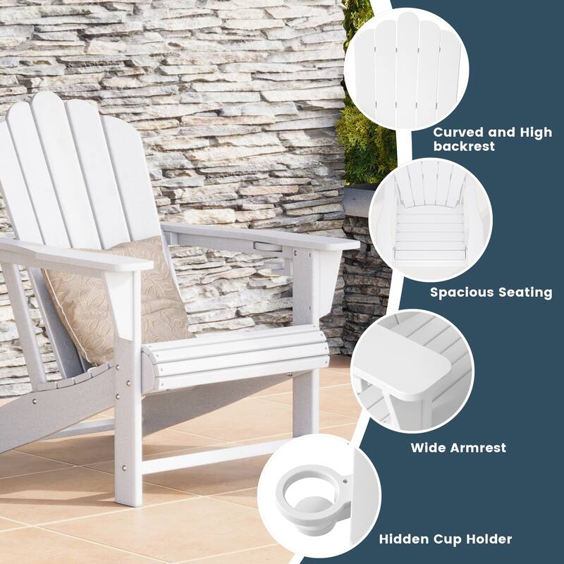 Aderson Outdoor Poly Adirondack Chair with Side Table and Ottoman 5-Piece Set