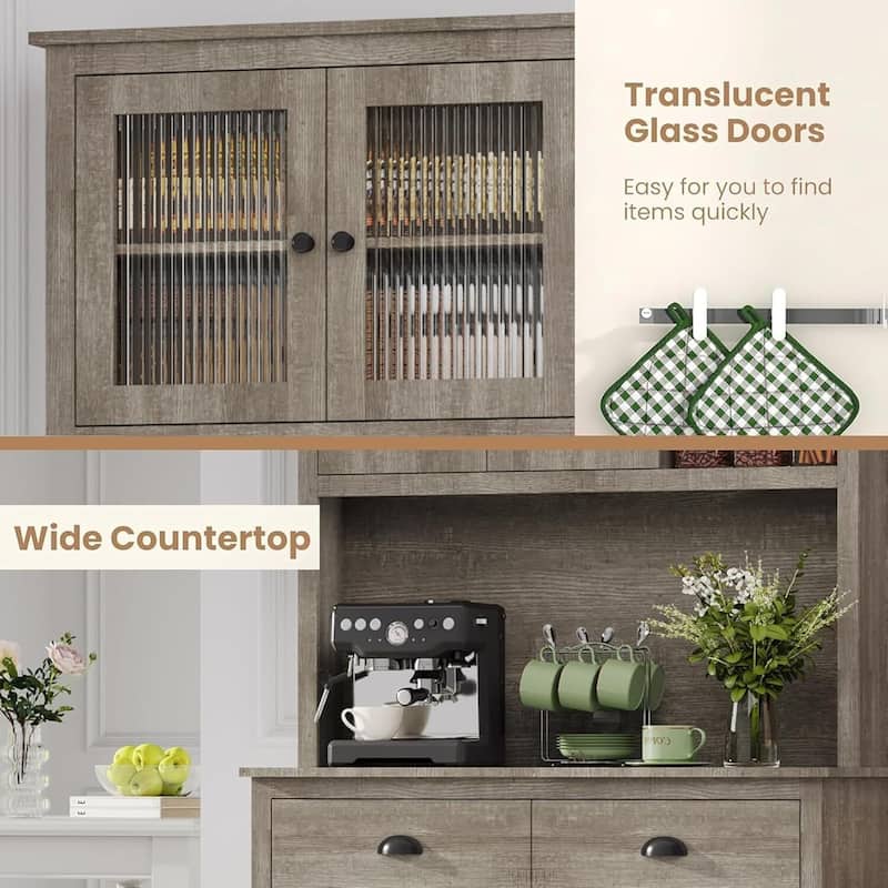 71" Kitchen Pantry Cabinet, Tall Storage Cabinet with Doors and Shelves & Drawer, Farmhouse Kitchen Hutch