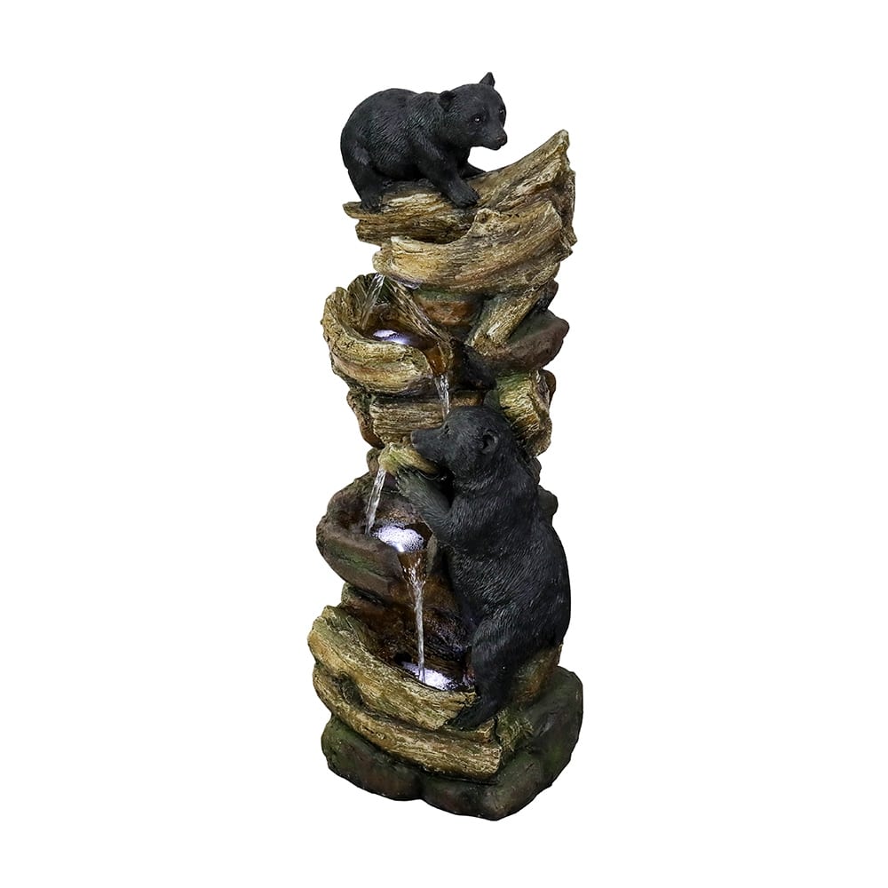 5 Tier Animal Water Fountain for Outdoor Garden Porch Yard, Bears Waterfall Fountain