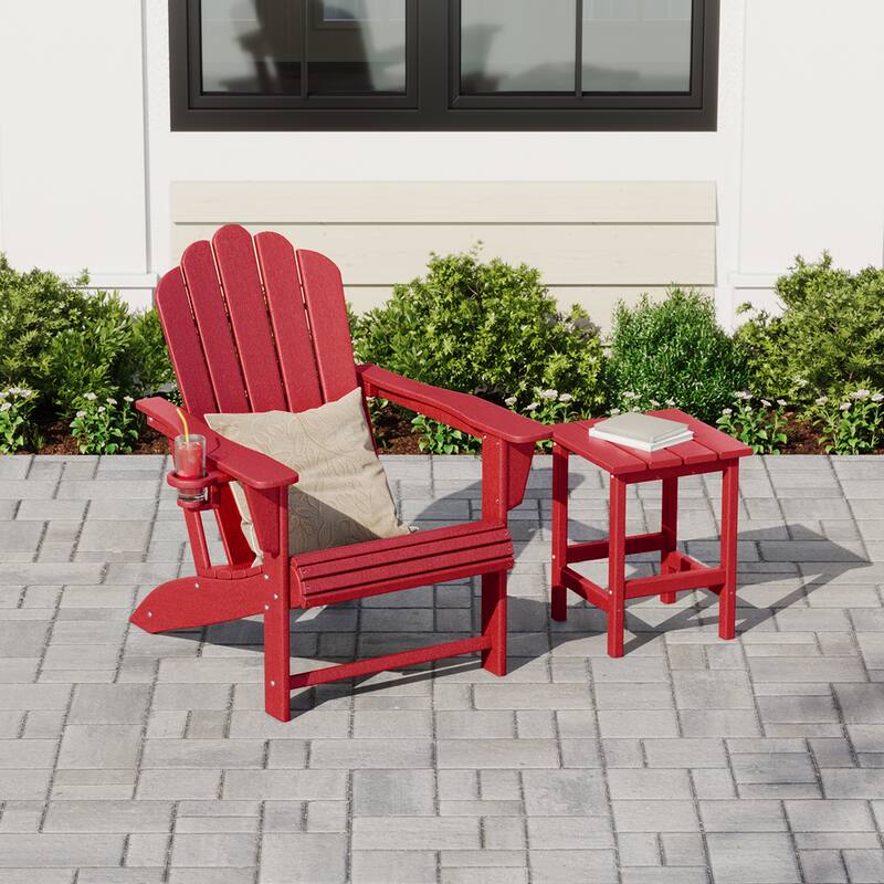 Aderson Outdoor Poly Adirondack Chair with Side Table