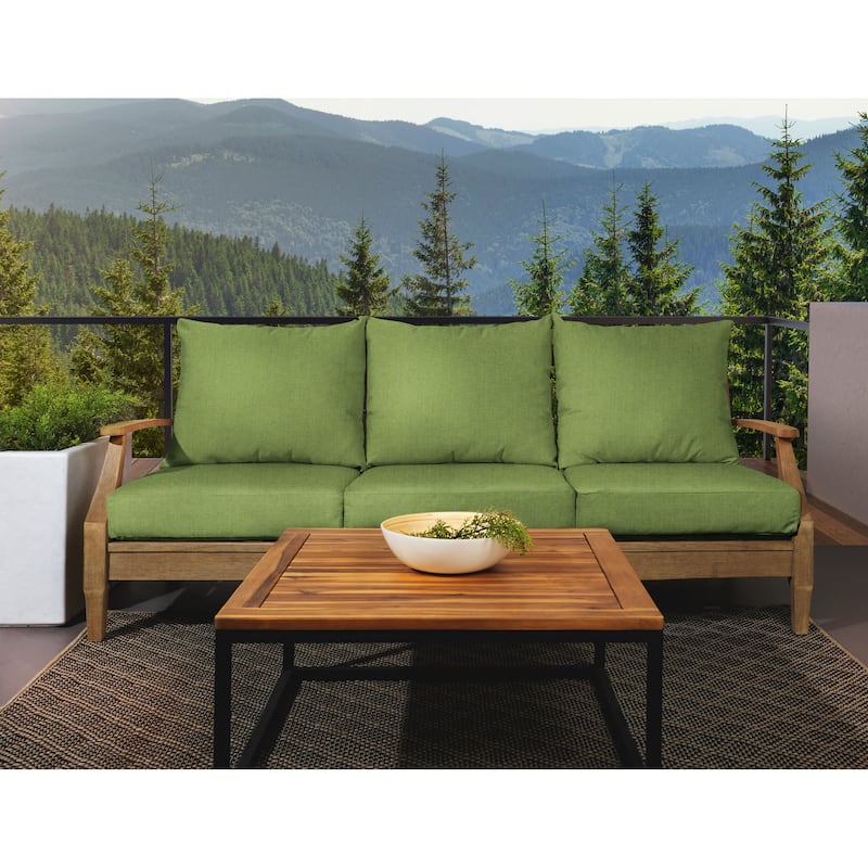 Sorra Home Sunbrella Outdoor Deep Seating Sofa Pillow and Cushion Set - 23.5 in W x 23 in D x 5 in H - Cilantro