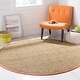 preview thumbnail 57 of 169, SAFAVIEH Natural Fiber Marina Basketweave Seagrass Rug 6' x 6' Round - Natural/Rust