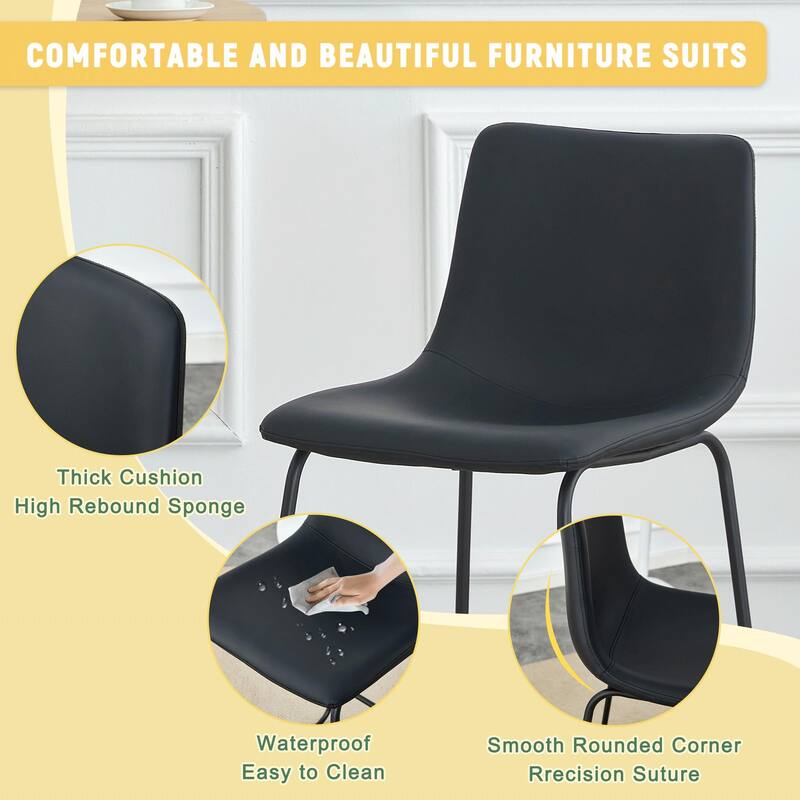 PU Leather Bar Stools Set of 2, Counter Height Bar Stools with Back and Footrest, Kitchens Island Chair with Metal Legs