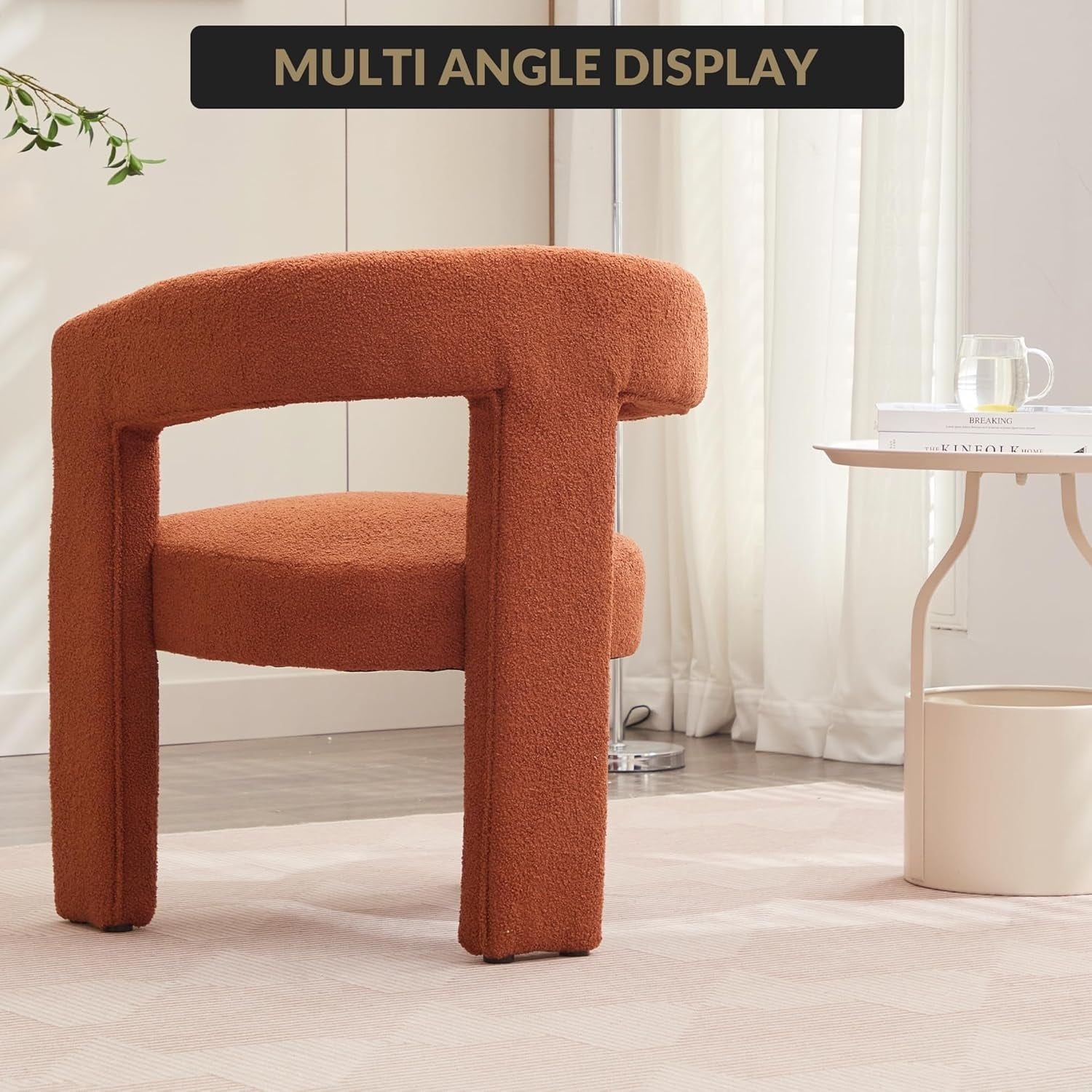 Modern Barrel Dining Chair, Upholstered Accent Side Chair with Arms Comfy