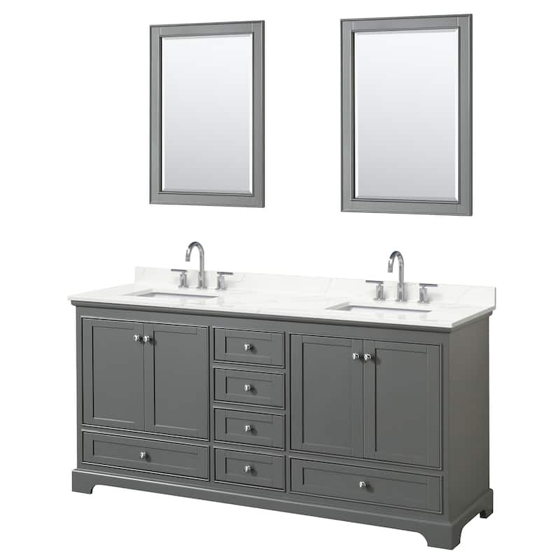 Wyndham Collection WCS202072D-QTZ-US3M24 Deborah 72" Free Standing - Dark Gray / Giotto Quartz Top / Polished Chrome