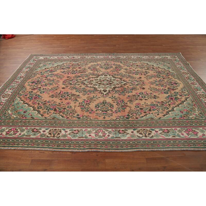 Floral Medallion Hamedan Persian Area Rug Handmade Wool Carpet - 6'8"x 9'8"