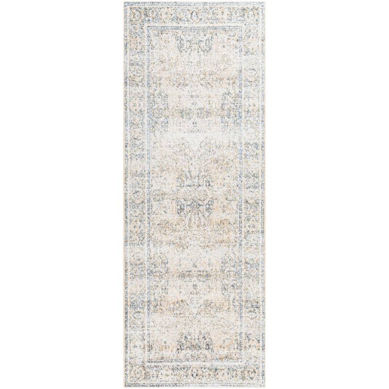 Livabliss Lillian Machine Washable Persian Area Rug - Beige/Blue - 2' 7" x 7' 3"