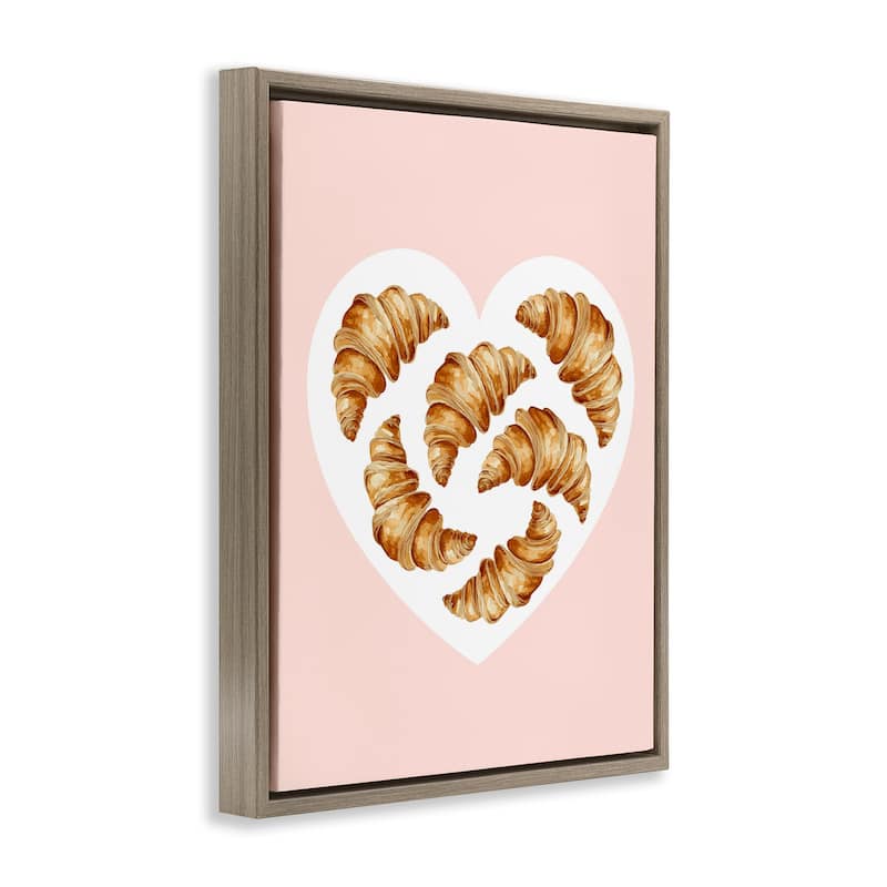 Stupell Morning Croissants in Heart Shape Framed Floater Canvas Wall Art Design By Lil' Rue