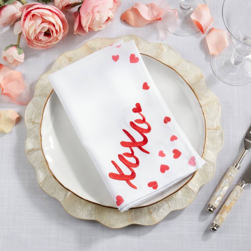 Text Script Decorative Napkins (Set of 4) - Playful Motif Detail for Dining and Entertaining, 20"x20"