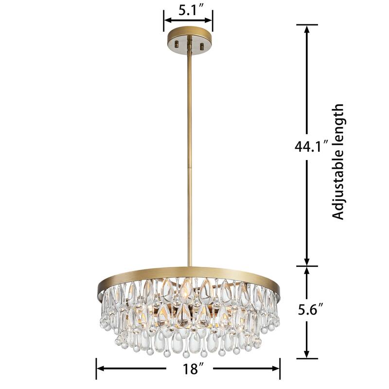Viviana 4-light Crystal Teardrop Round Chandelier