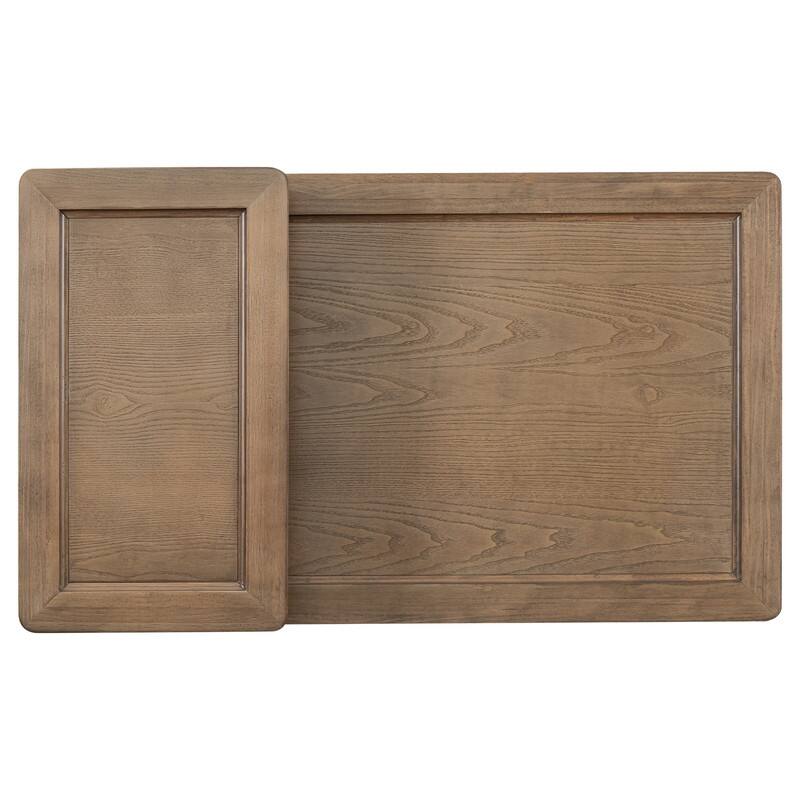 Modern Coffee Table, Coffee Table with 1 Storage Shelf, 2 Tabletops and 1 Rattan Drawer For Living Room