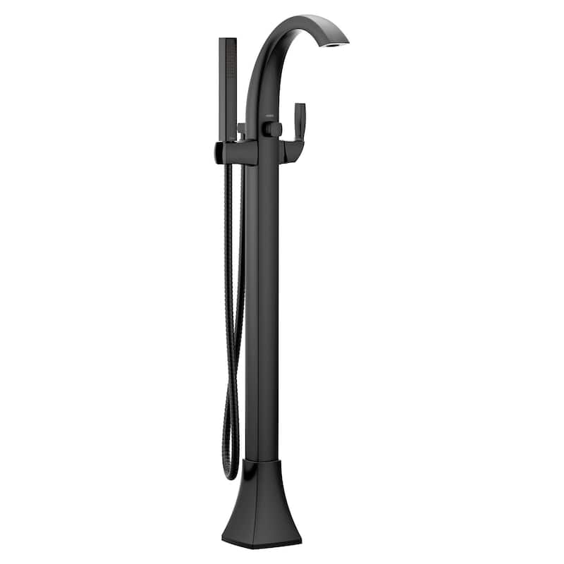 Moen Voss Floor Mounted Tub Filler with Riser and Built-In Diverter - - Matte Black