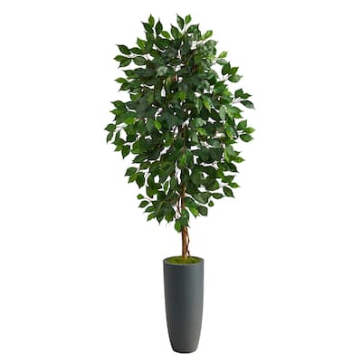 5' Ficus Artificial Tree in Gray Planter - 18"