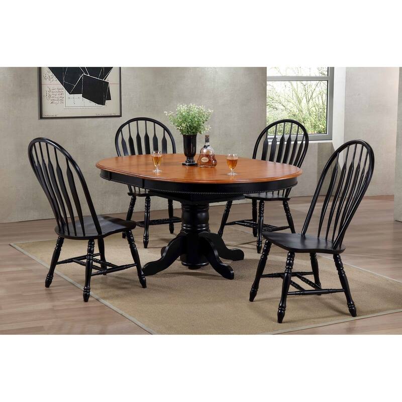 Distressed Wooden Side Chairs - 41" - Black - Set of 2