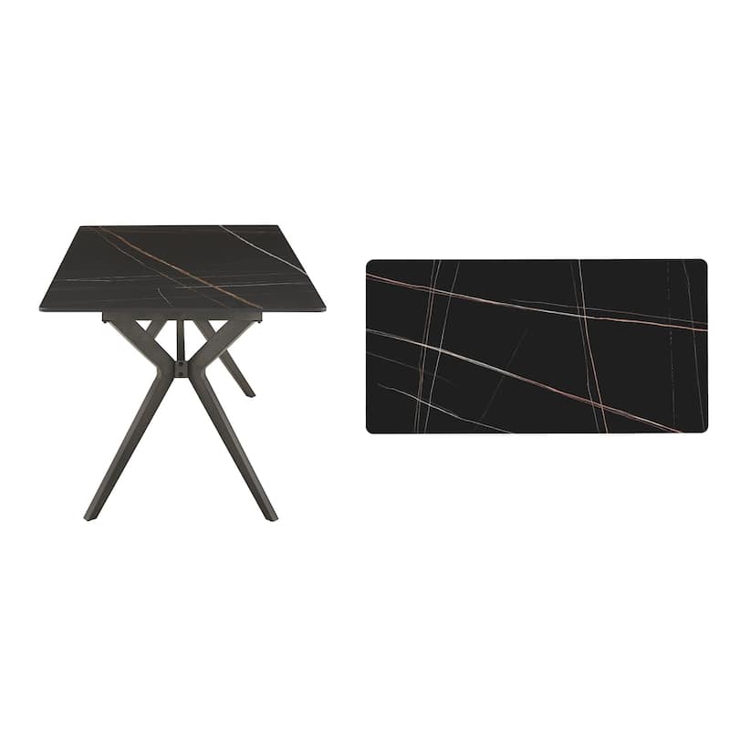 Vaduz 70" Iron Grey Metal Base 4-6 Person Dining Table