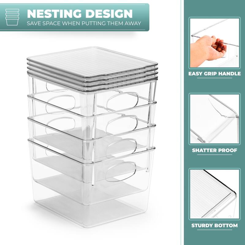 Sorbus Large Storage Clear Containers with Lids Toy Bins and Organizers, Medium - 4 Pk
