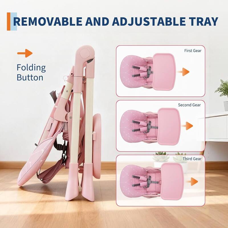 Adjustable Height Foldable Feeding Chairs for Babies and Toddlers