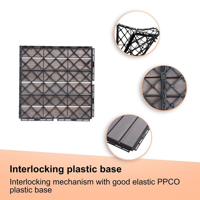1 ft. x 1 ft. Acacia Wood Outdoor Interlocking Deck Tiles, Box of 20