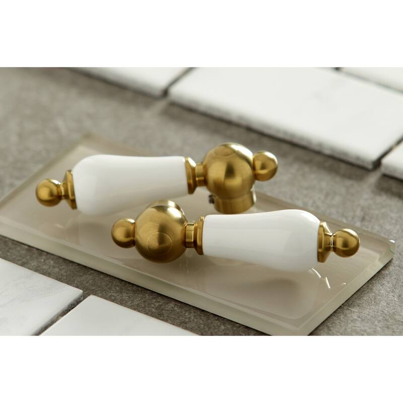 Kingston Brass Heritage Two-Handle 3-Hole Deck Mount 4 in. Centerset Bathroom Faucet