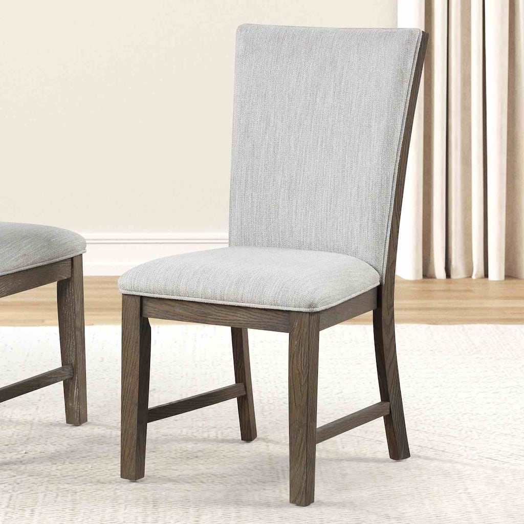 Farmhouse Style Oak Finish Upholstered Side Chairs
