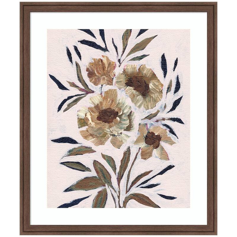 Kate and Laurel Framed Art Muted Paintrely Florals by Nikita Jariwala - 22x26 - Brown