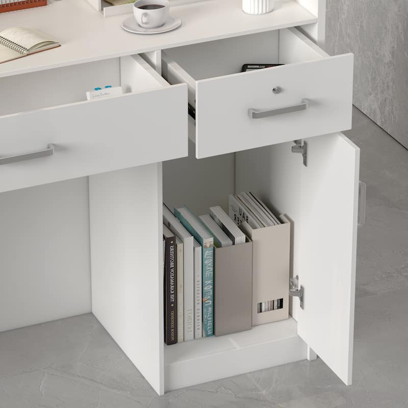 Kerrogee 47.2"L Reception Counter Desk with Lockable Drawers Table