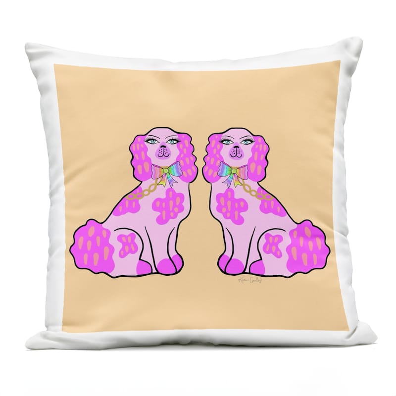 Stupell Vivid Posh Poodles Printed Outdoor Throw Pillow Design by Katie Conley - Accent - Polyester - Pink - Single