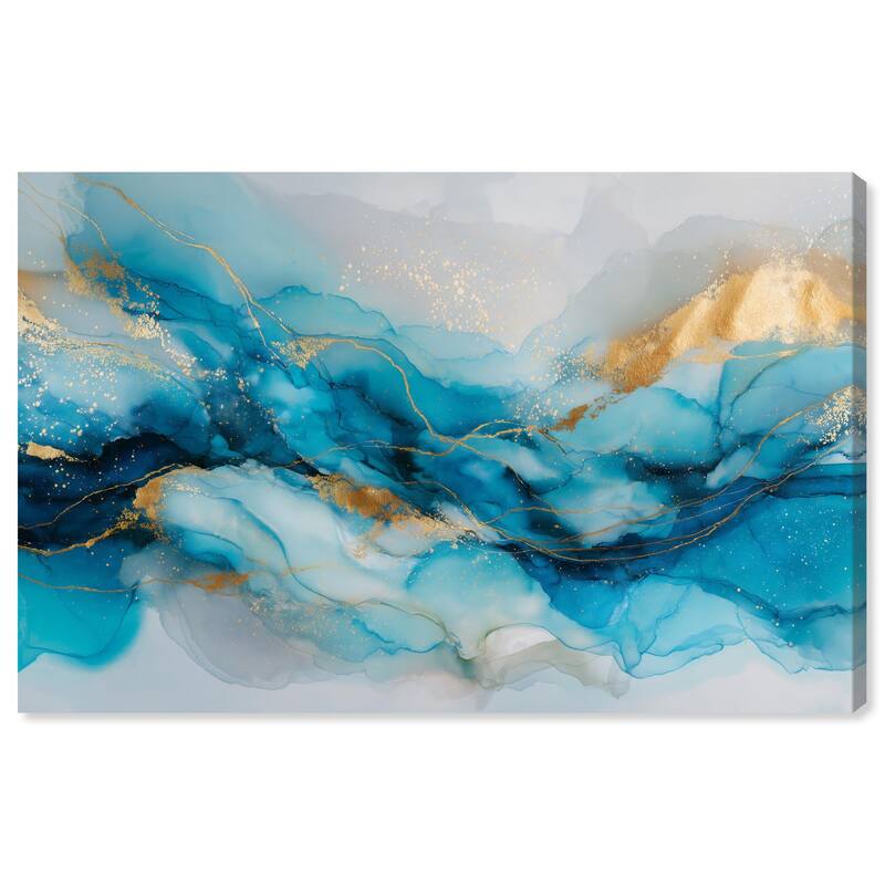 Ethereal Blue and Gold Canvas by Art Remedy, Gallery Wrapped - 30" x 20"