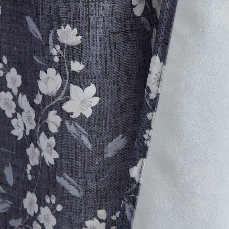 HLC.me Ashley Floral Patterned Light Blocking Curtain Rod Pocket Pole Top Panels - Set of 2