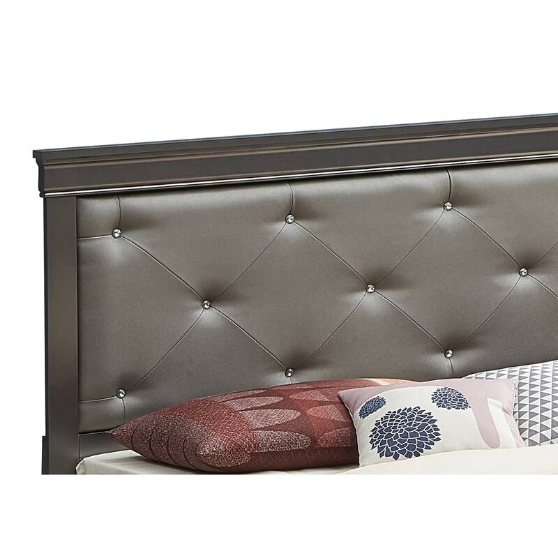 Renaissance Panel Bed - Black Jewel Tufted Headboard - Twin, Full, Queen, King Sizes - Bedroom Furniture
