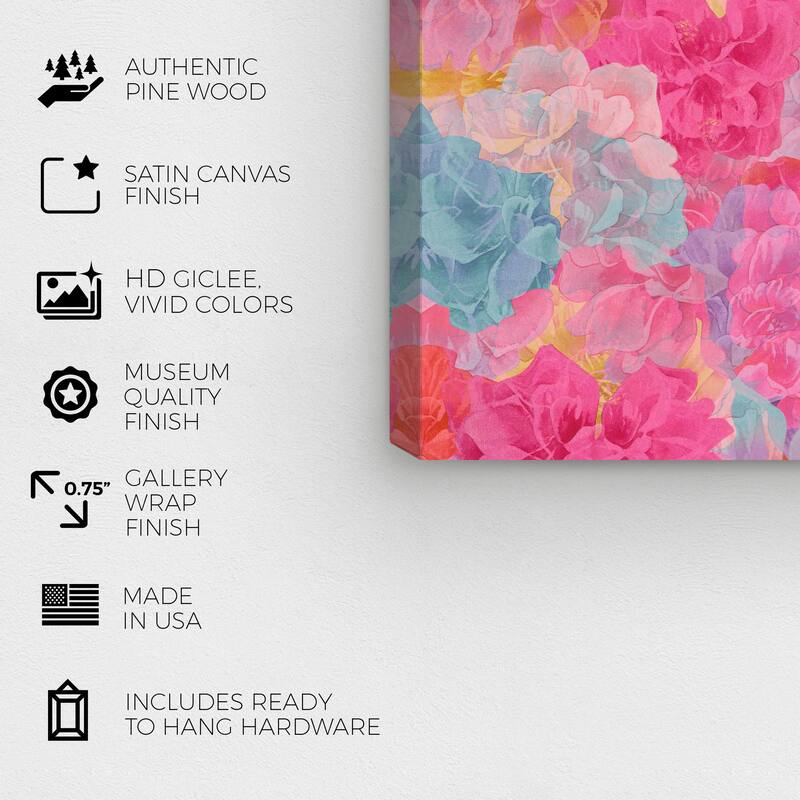 Wynwood Studio Canvas Floral and Botanical Bliss in bloom Pink and Modern & Contemporary Wall Art Canvas Print