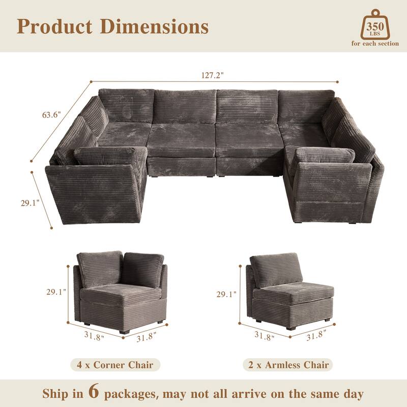 OVIOS Modern L-Shaped Fabric Sofa​