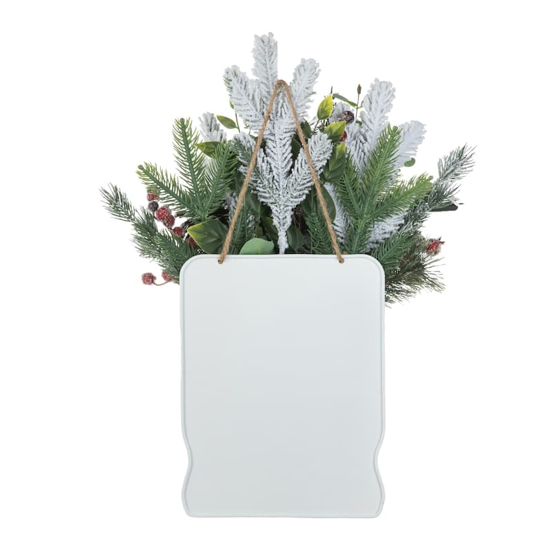 Glitzhome Artificial Christmas Flocked Pinecone Berry Teardrop Wreath Centerpiece