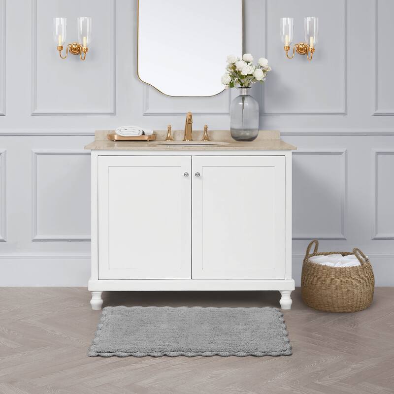 Laura Ashley Heathered Crochet Border Bath Rug