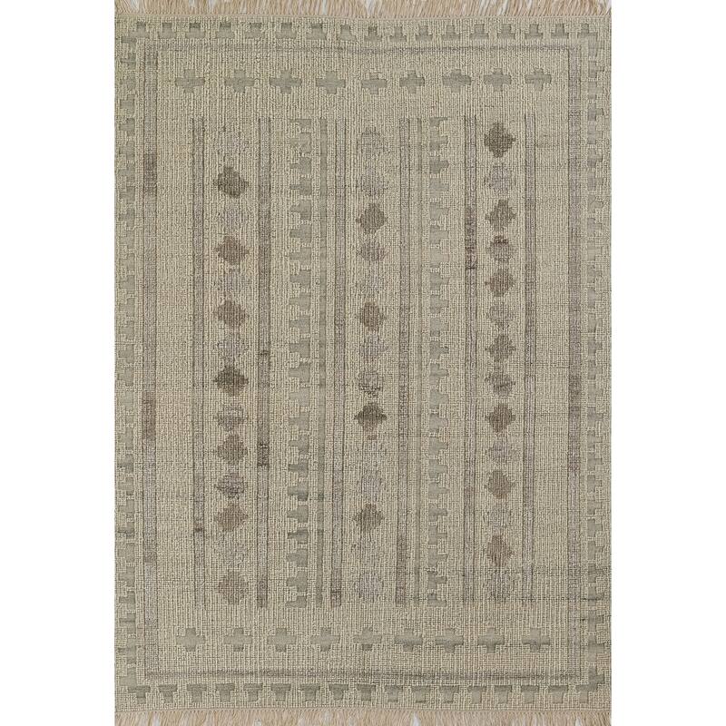 Momeni Bristol Geometric Hand Woven Wool and Cotton Ivory Area Rug - 2'3" X 8' Runner - Ivory - Rectangle