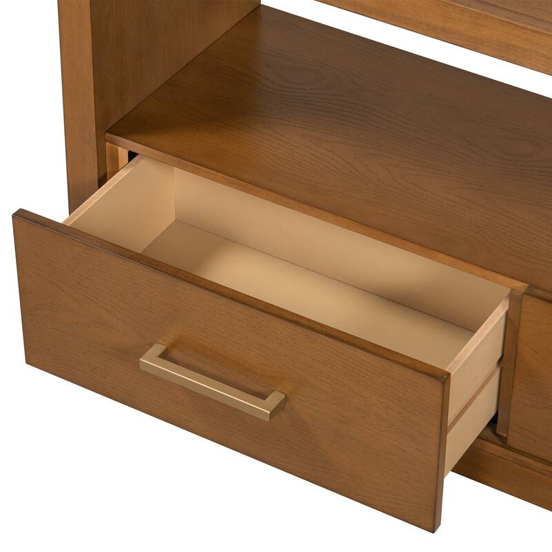 Anmytek Stylish Classic TV Stand 3 Drawers Metal Handles Ample Storage Living Room Media Console