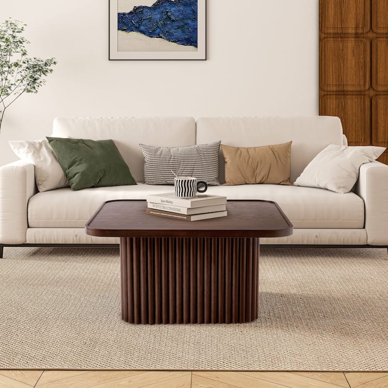 Pedestal Coffee Table with Fluted Base