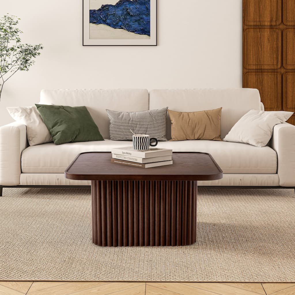 Pedestal Coffee Table with Fluted Base