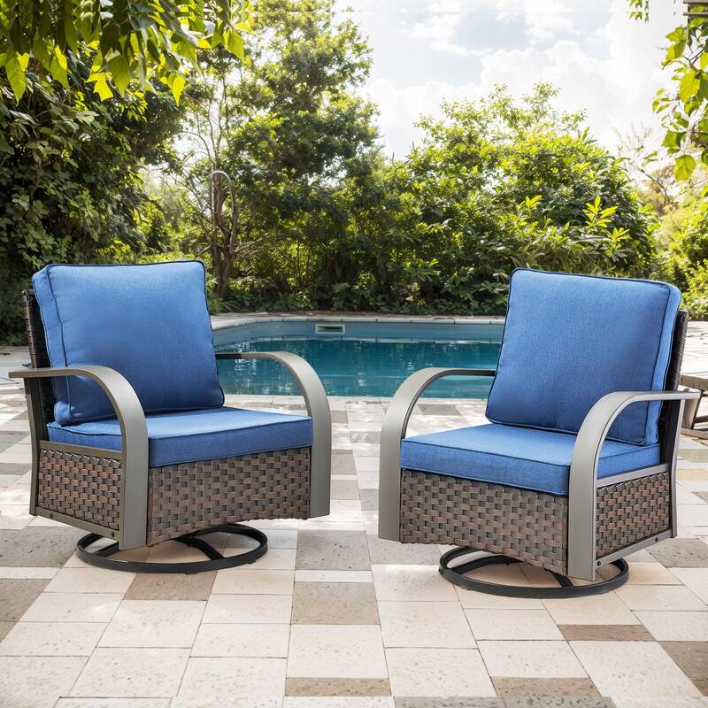 Patio Swivel Rocker Chair Glider Chair with Ottomans