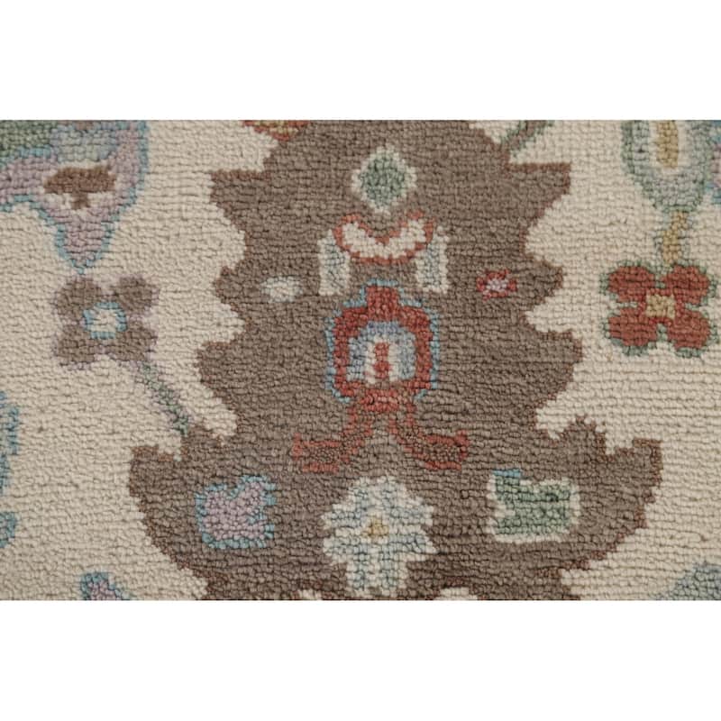 Oushak Oriental Area Rug Handmade Beige Wool Carpet - 8'0" x 9'10"