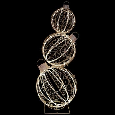 Open Design Stacked Christmas Ornaments Outdoor Decoration - 51" - Gold - Warm White