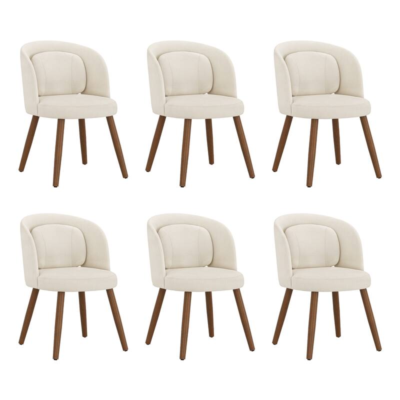 Upholstered Dining Chairs with Back Set of 2/4/6，Linen Dining Room Chairs with Lumbar Pillow for Dining Room, Beige